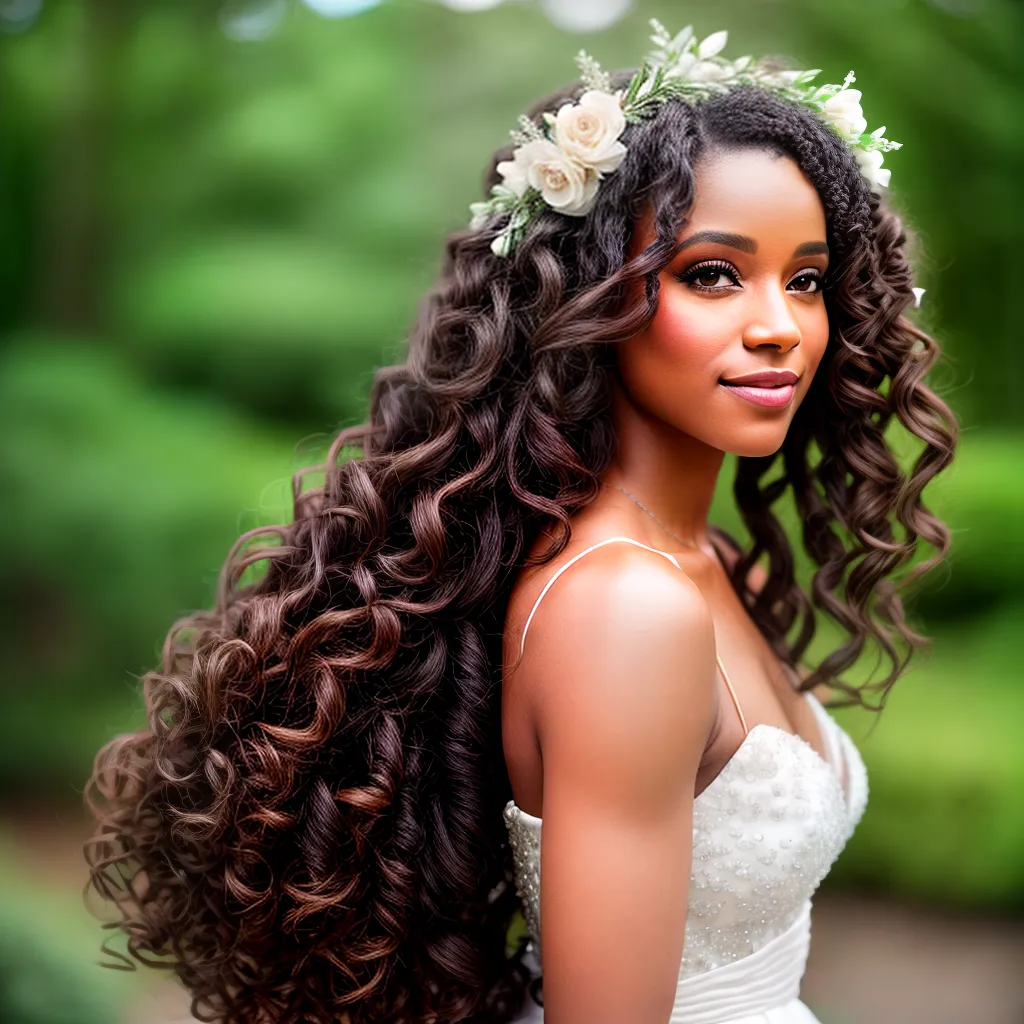 noiva cabelo cacheado coroa flores