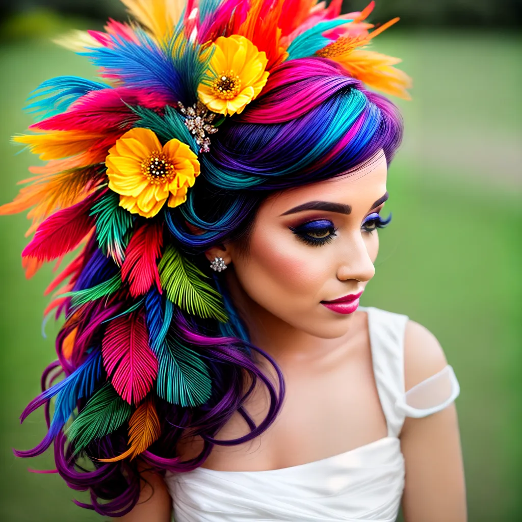 noiva cabelo colorido estilo circo