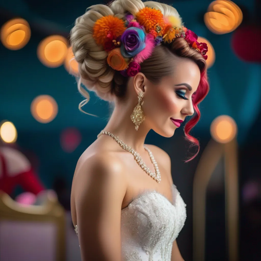 noiva cabelo circo flores penas