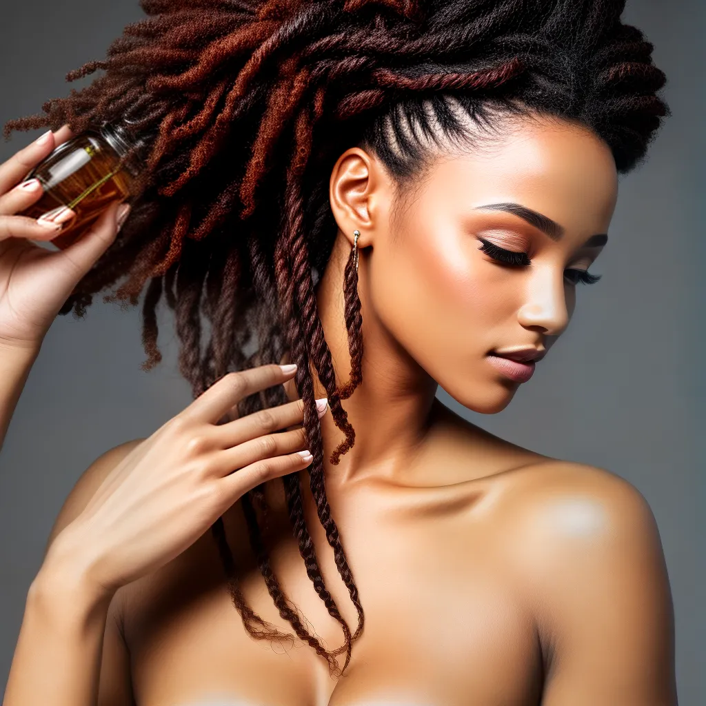 mulher maos oleo cabelo penteado