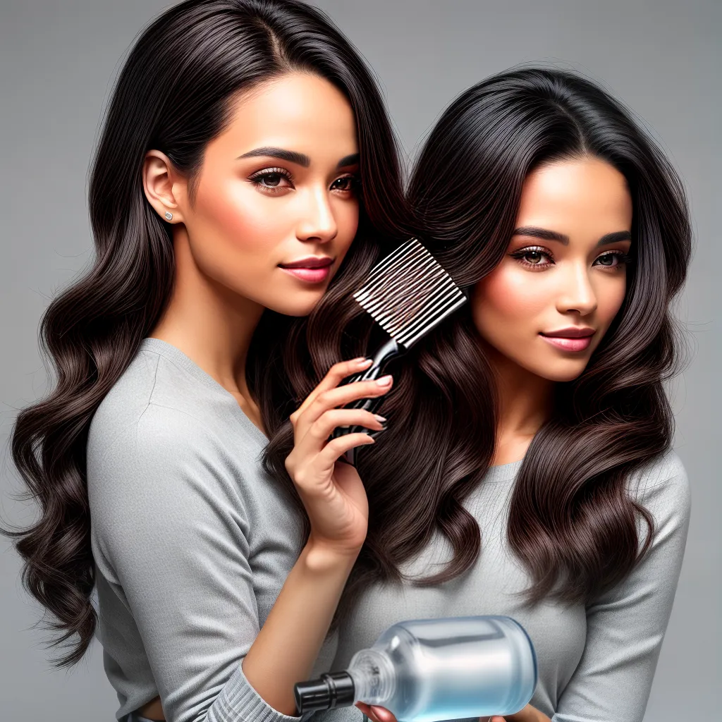 mulher cabelo brilhante oleo pente torcendo