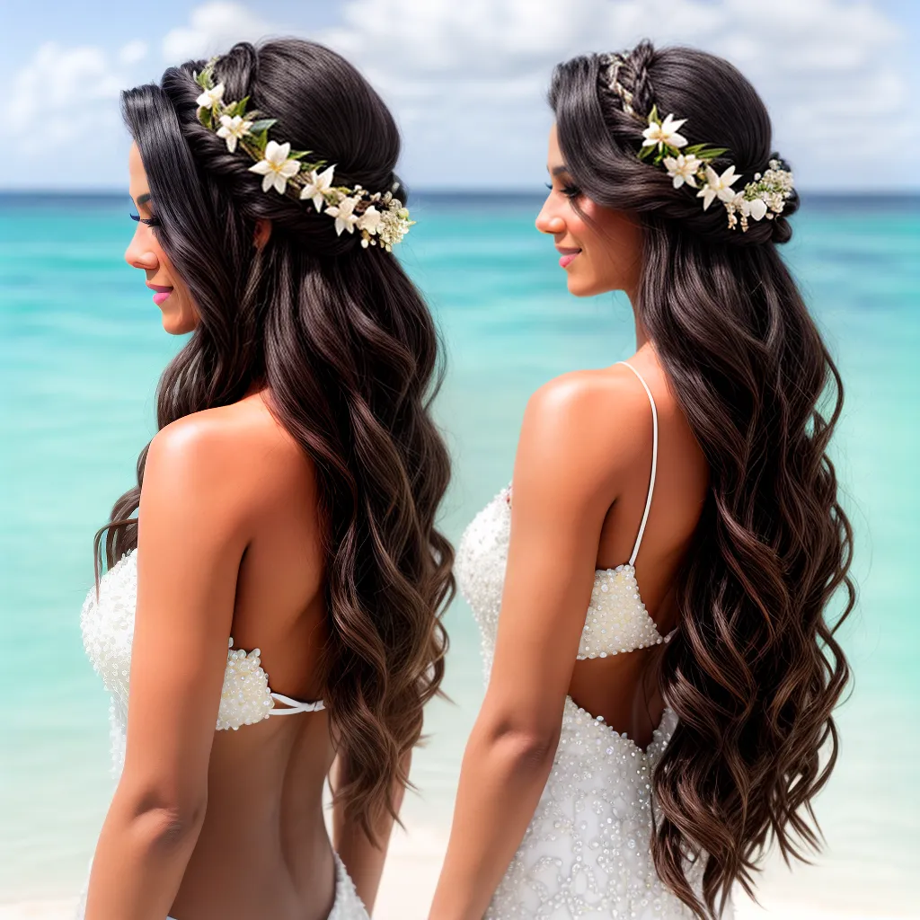 noiva praia cabelo flor turquesa
