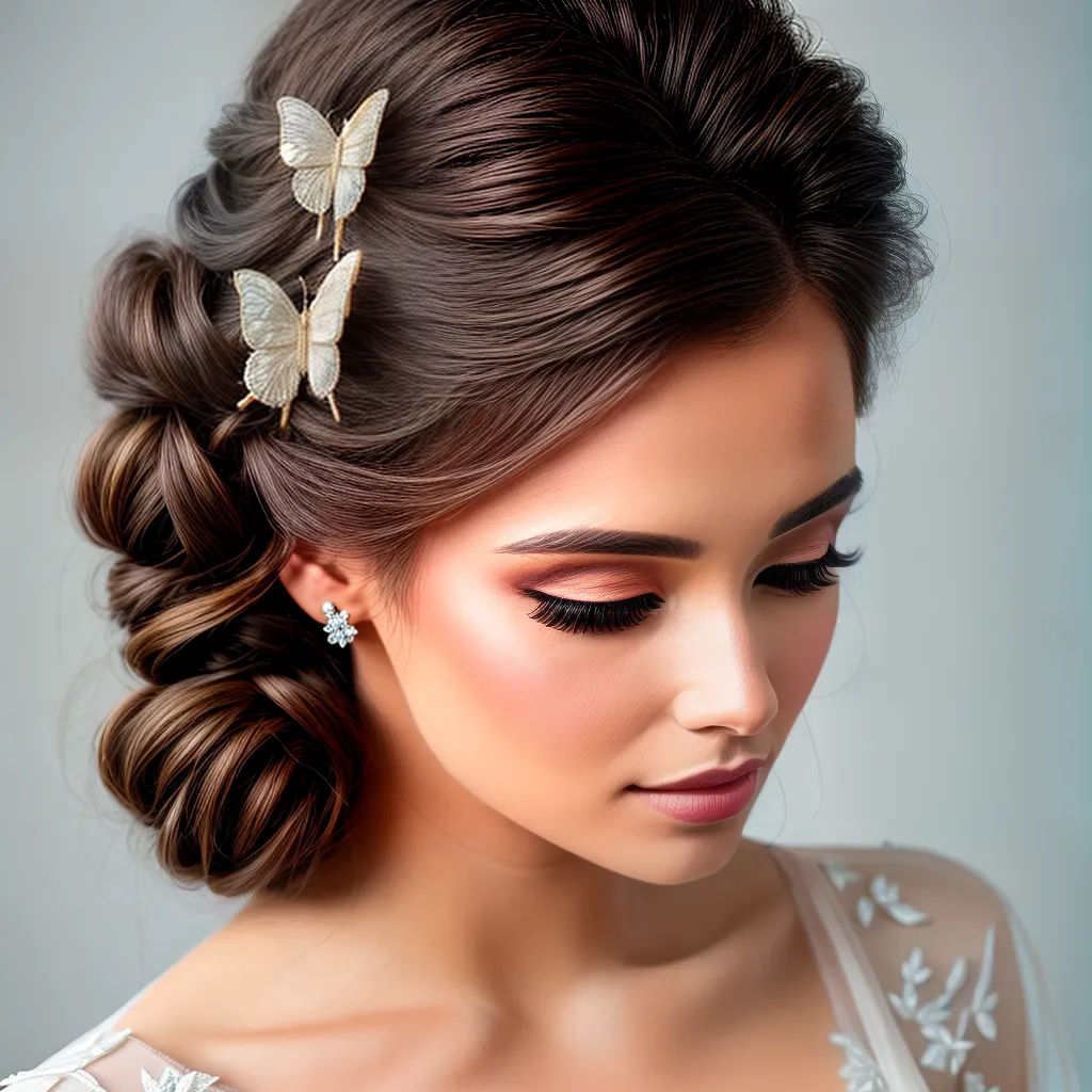 noiva penteado borboletas romantico 1 noiva penteado borboletas romantico 1