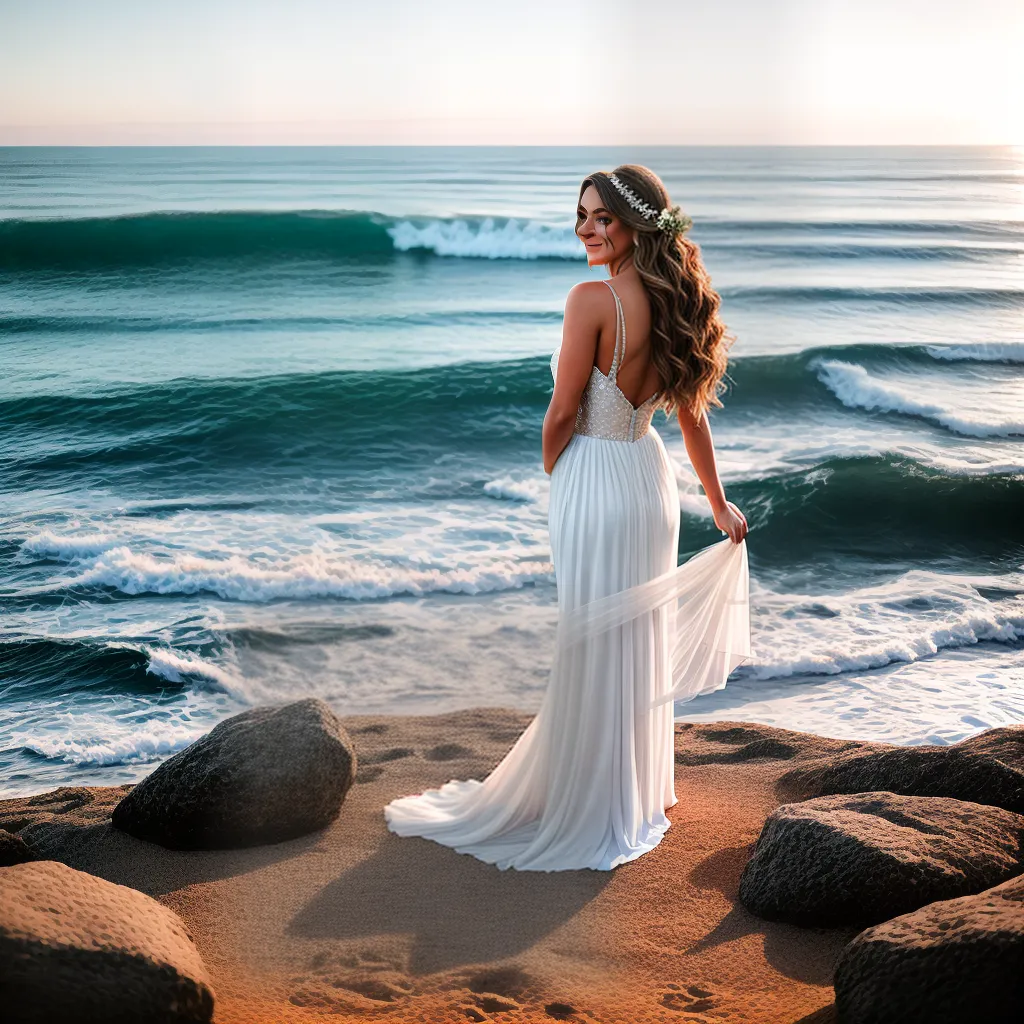 noiva ondas mar seashell casamento