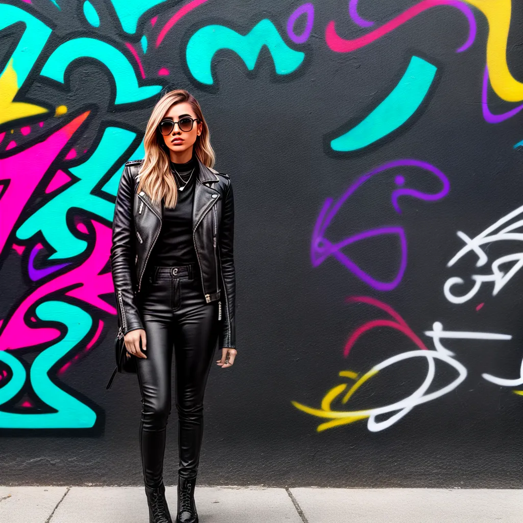 mulher estilosa parede grafite preto branco