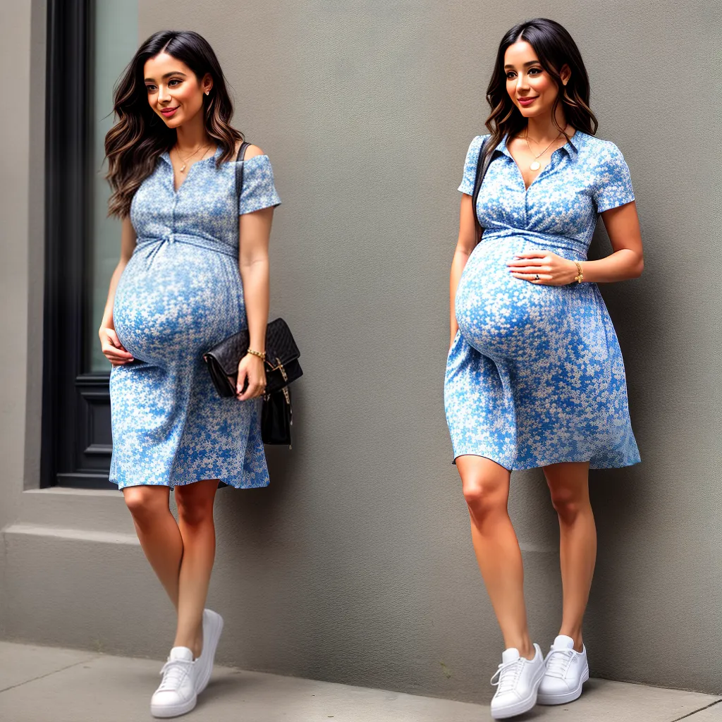 gestante estilosa vestido floral tendencia