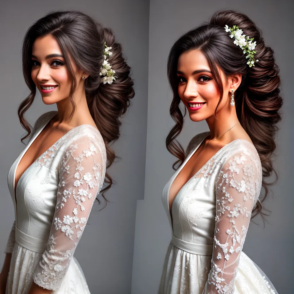 mulher cabelo longo penteado elegante