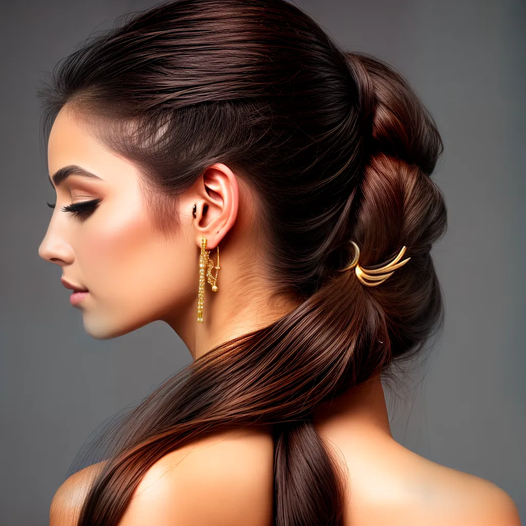 mulher rabo de cavalo elegante hairpin ouro