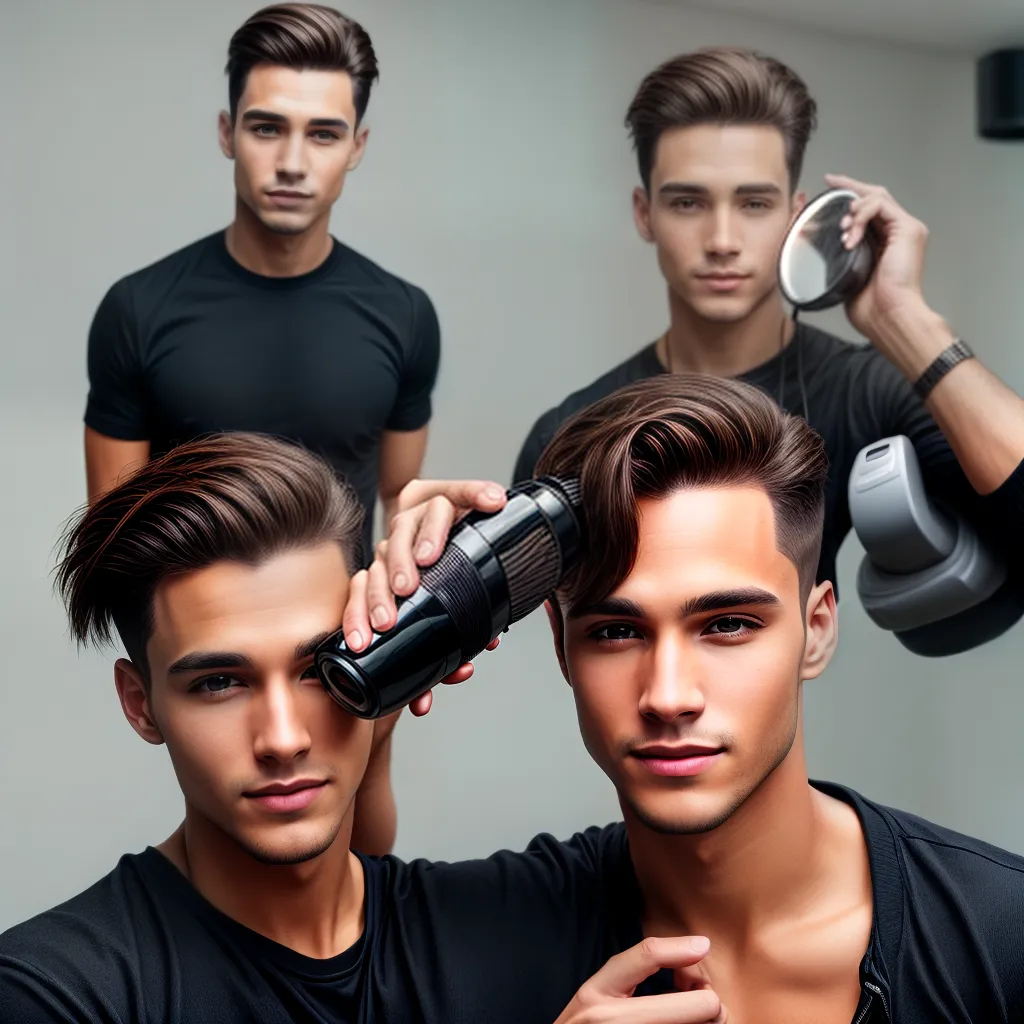homem pente secador estilos cabelo
