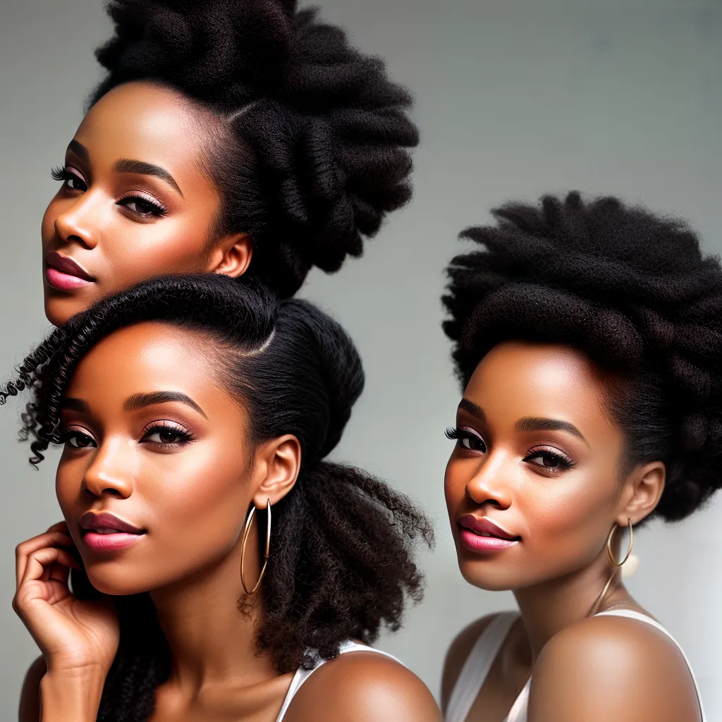 mulher afro penteado alto elegante