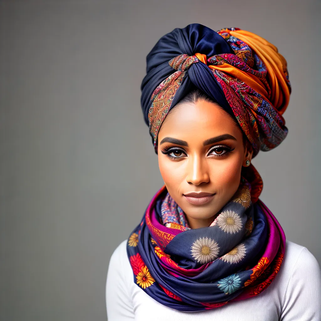 mulher turbante estampado cabeca