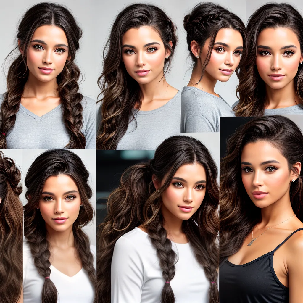 mulher cabelo ondulado tres penteados