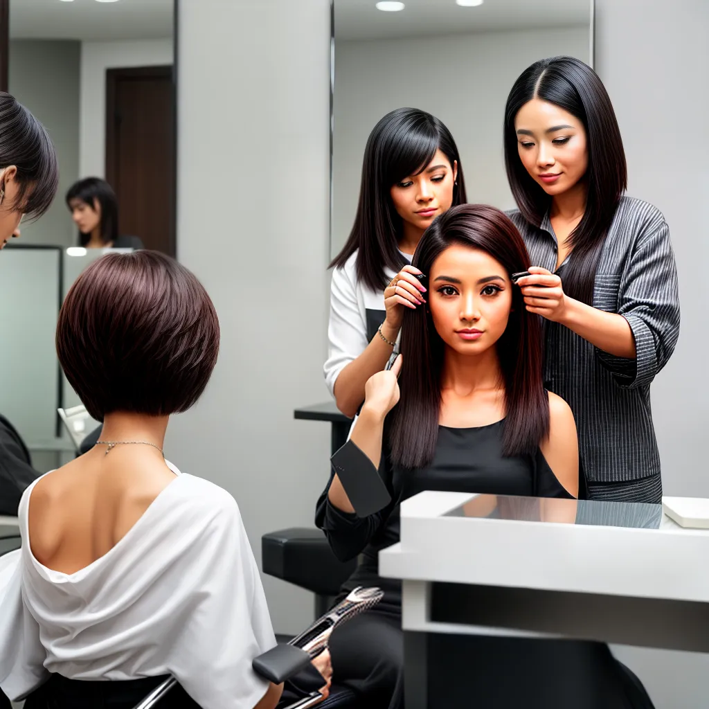 mulher cadeira salao cabelo corte
