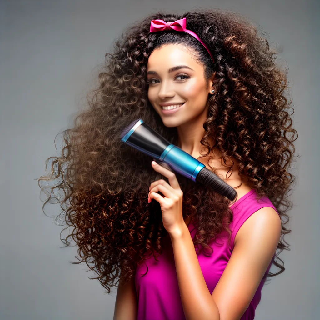 mulher cabelo cacheado espelho pente estilo 1