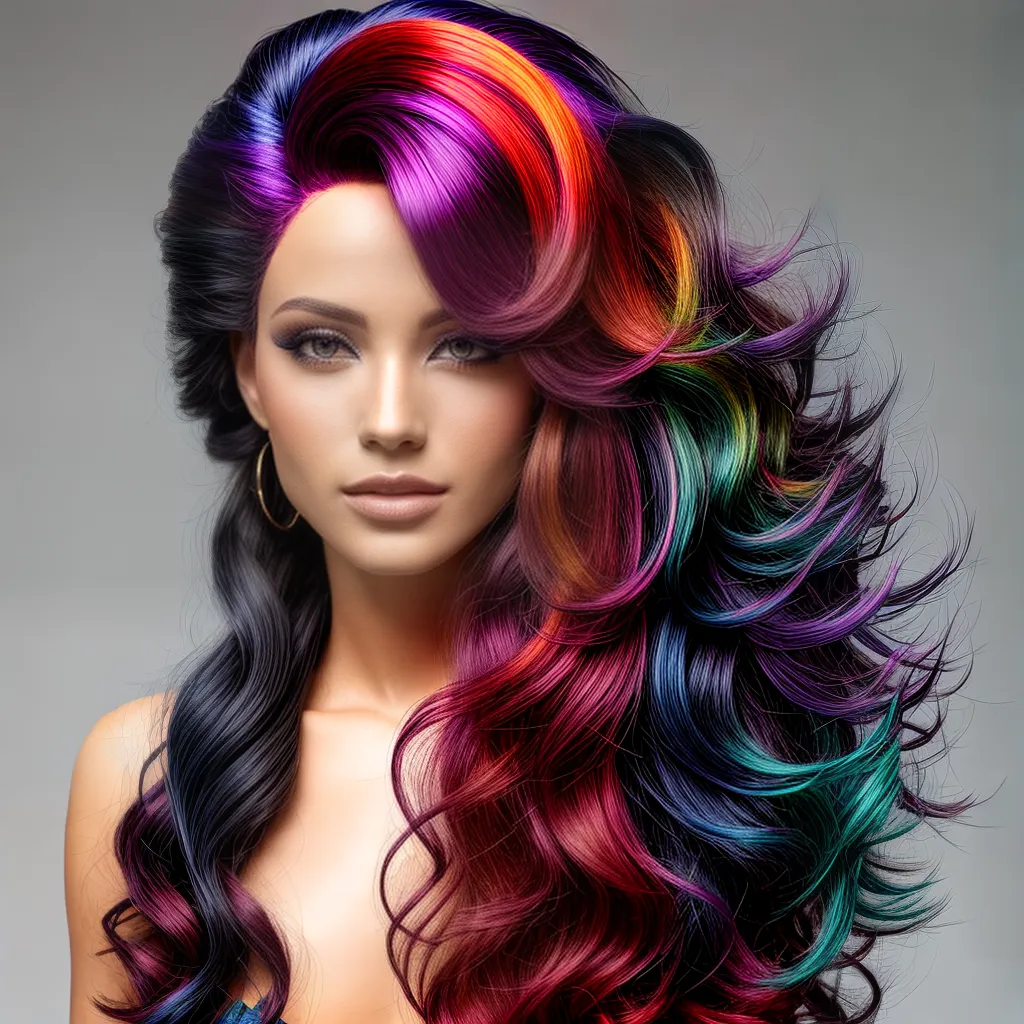 peruca estilizada cachos cores vibrantes