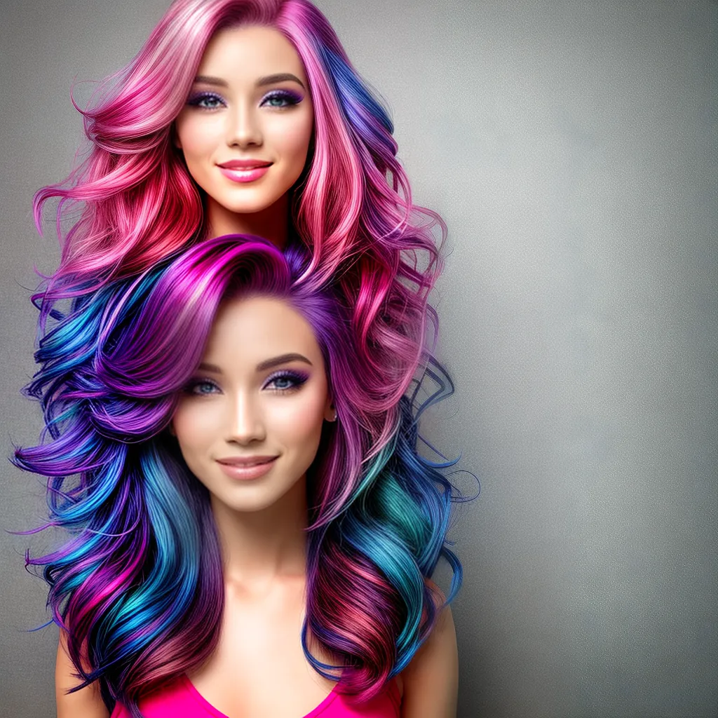 mulher cabelo colorido ondas mulher cabelo colorido ondas