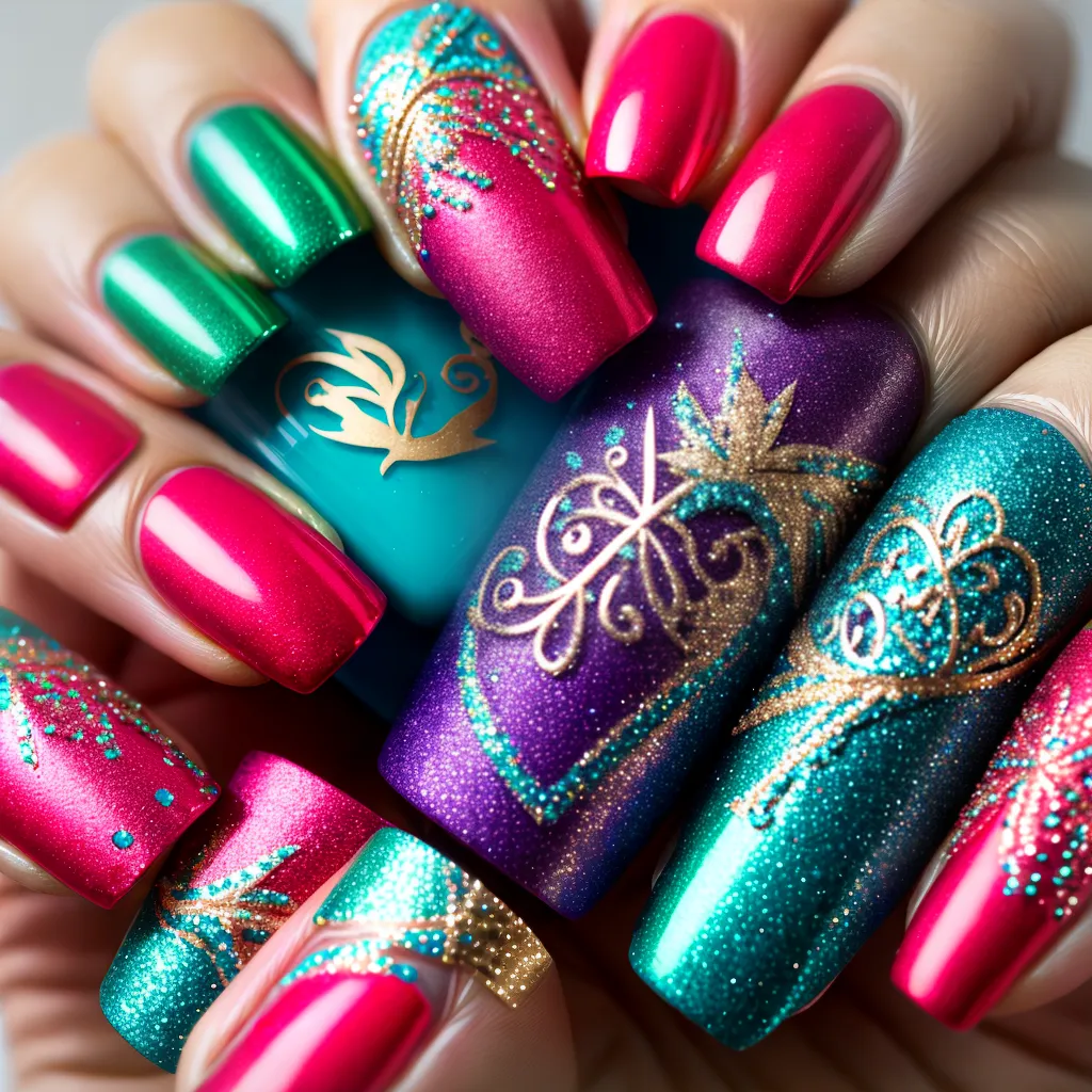 unhas carnaval glitter cores formatos