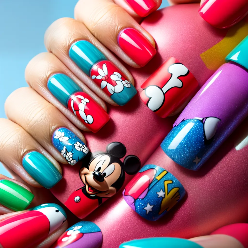 unhas disney mickey minnie cinderela ariel