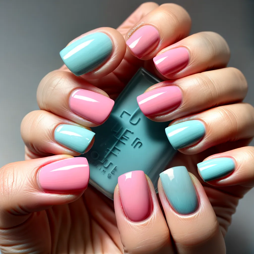 unhas degrade pastel vibrante
