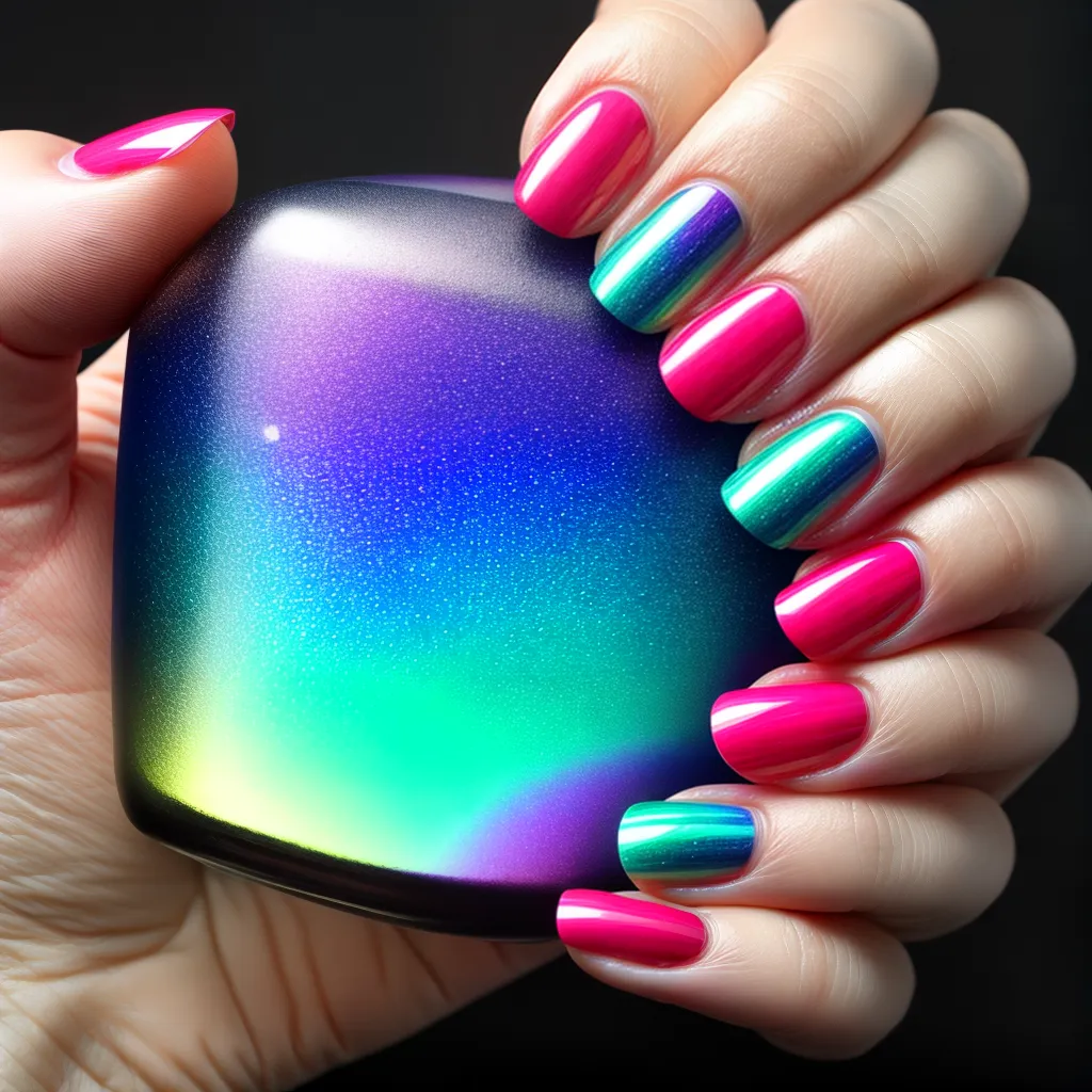 unhas holograficas coloridas