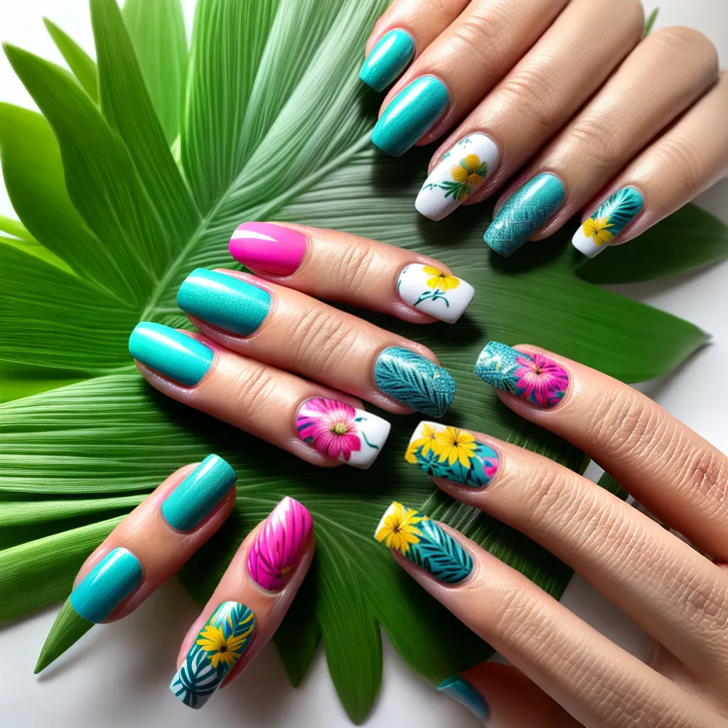 unhas estampas tropicais verao