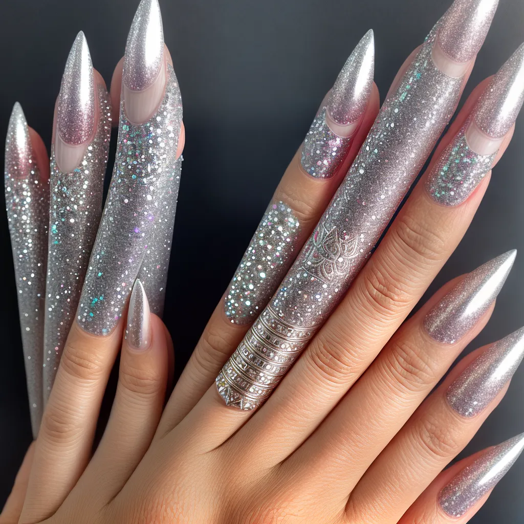 unhas futuristas metalico holografico