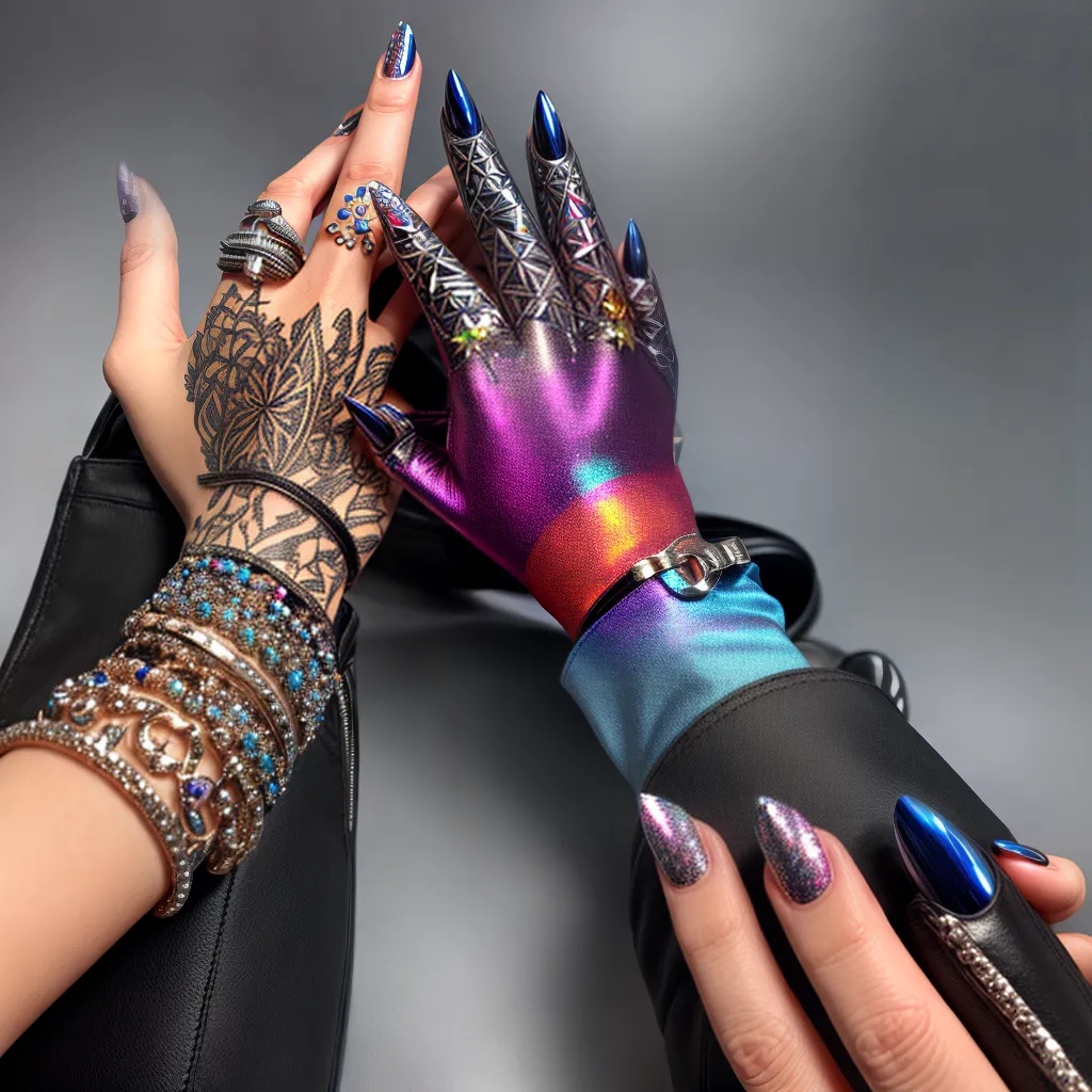 unhas futuristas metal geometrico