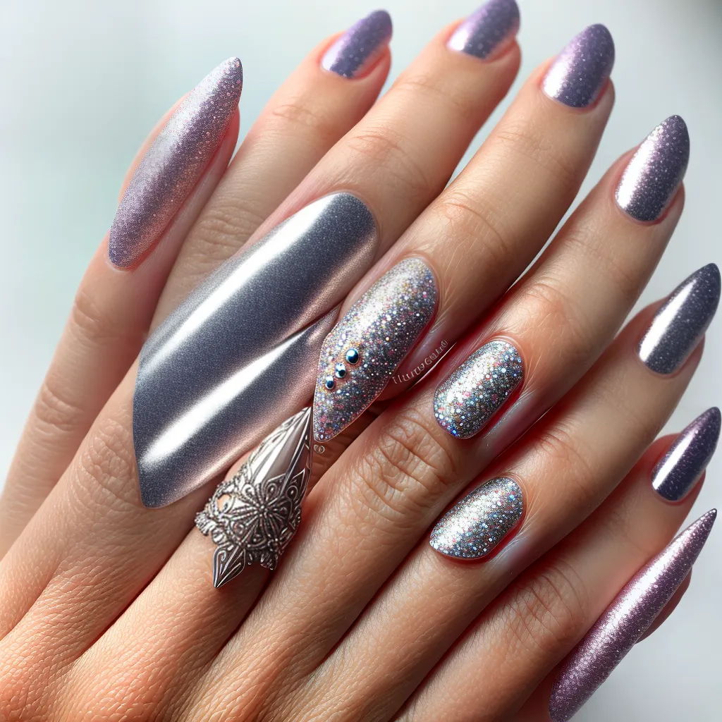 unhas futuristas metalicas geometricas