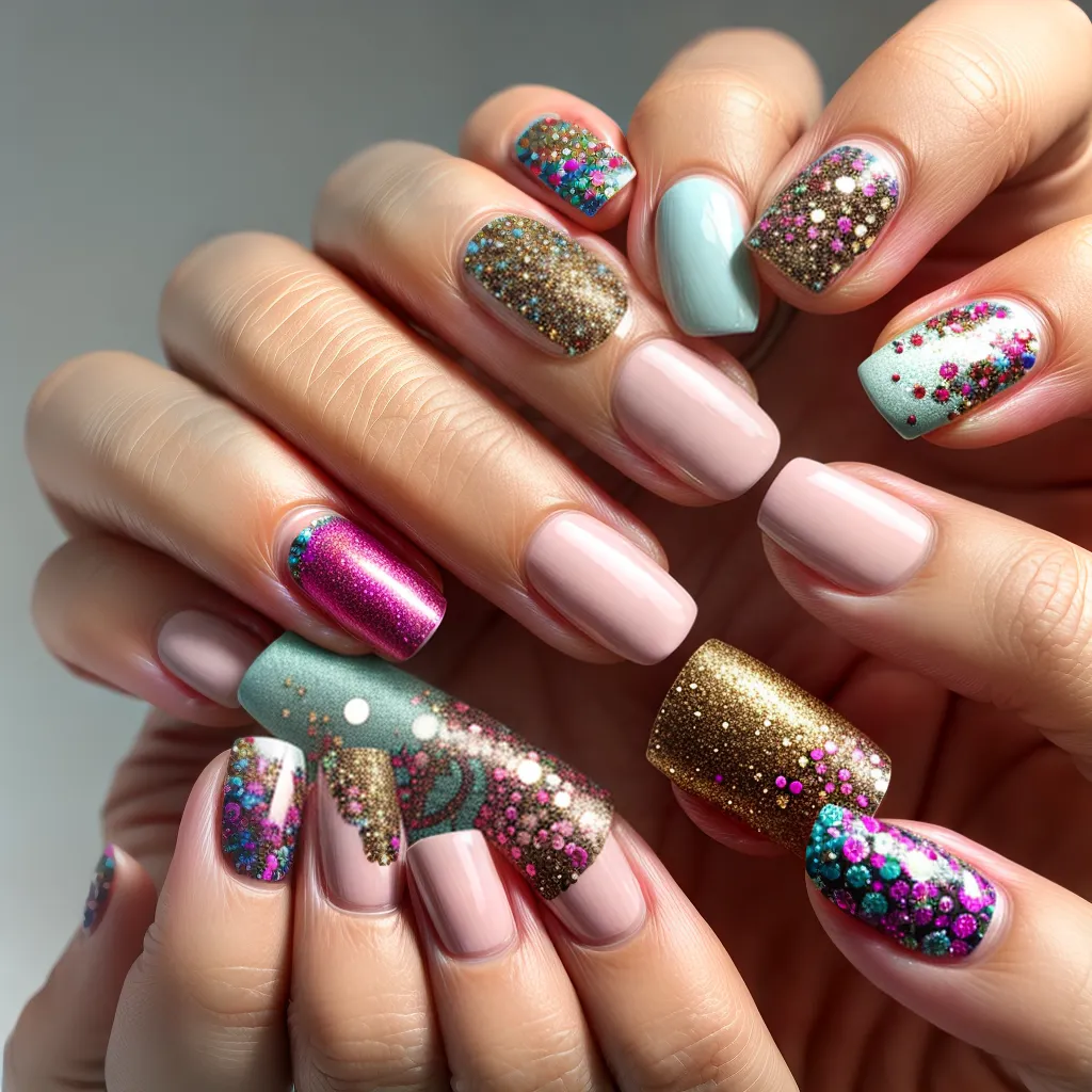 nail art boho chic colorido