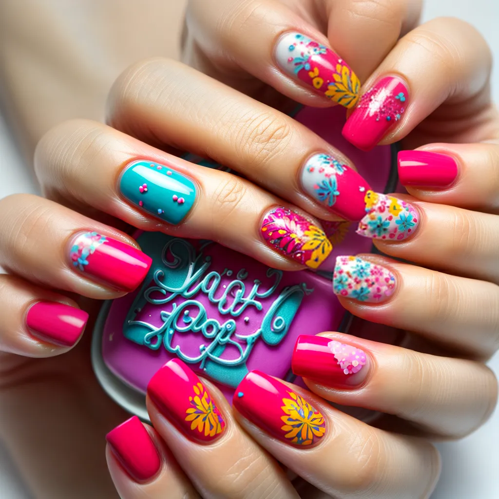 unhas decoradas doces coloridos