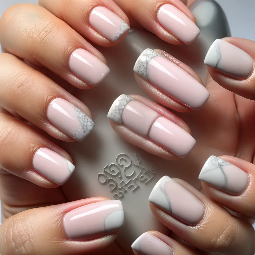 unhas marmore cinza branco