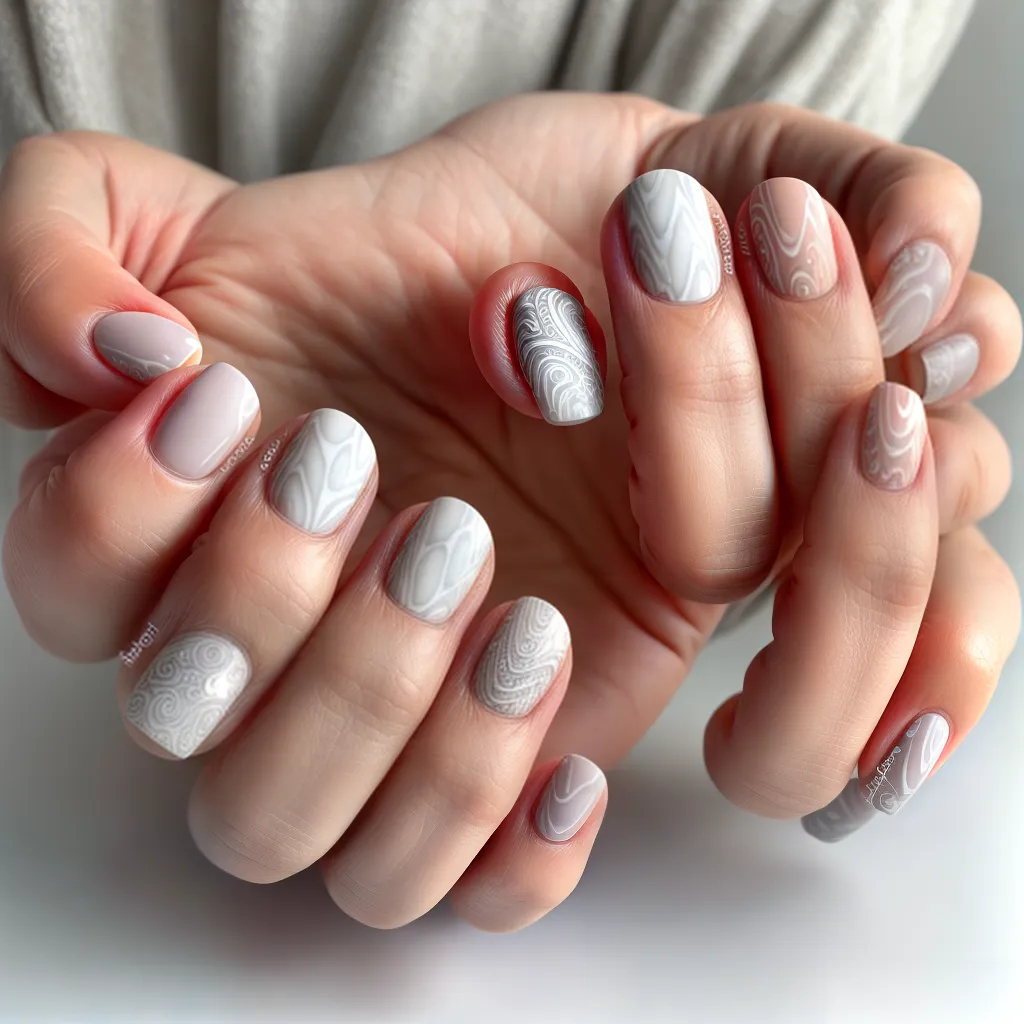 unhas marmore pastel elegante