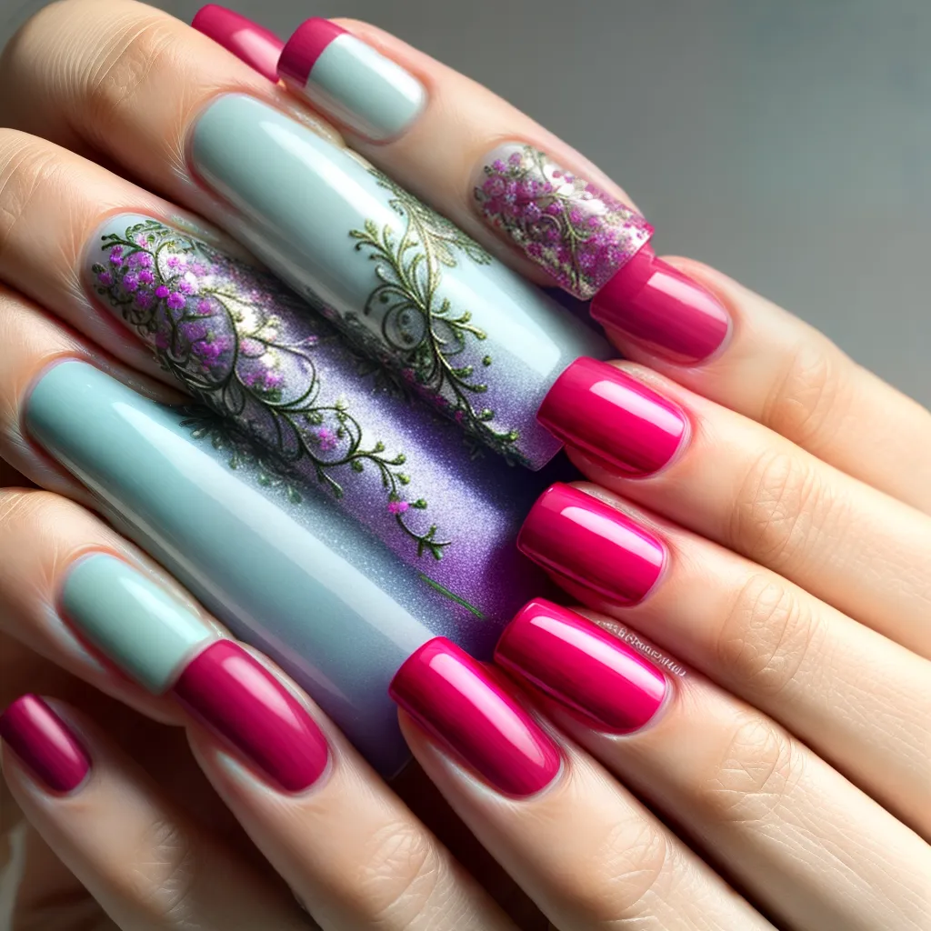 unhas manicure airbrush cores detalhes