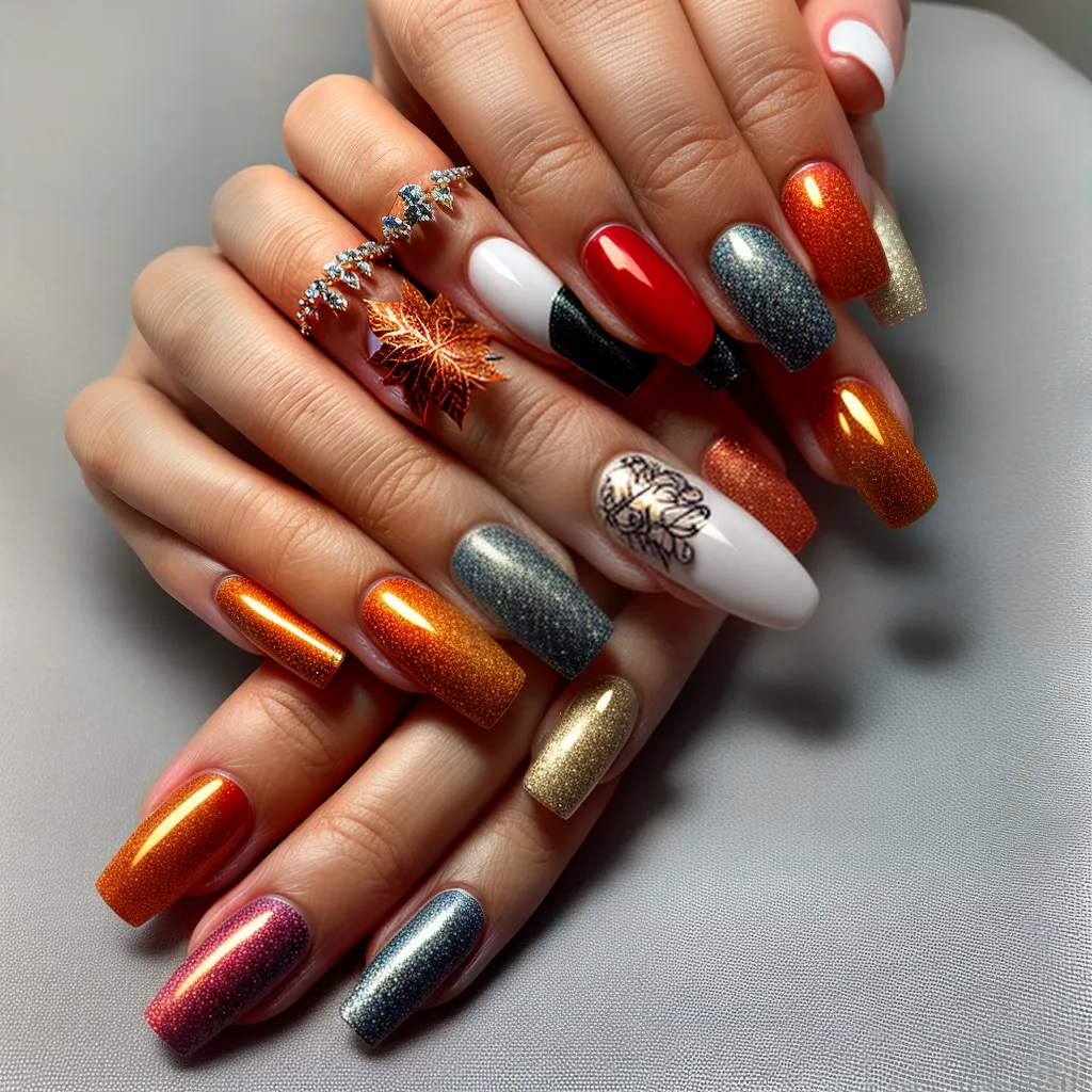unhas outono designs folhas aboboras