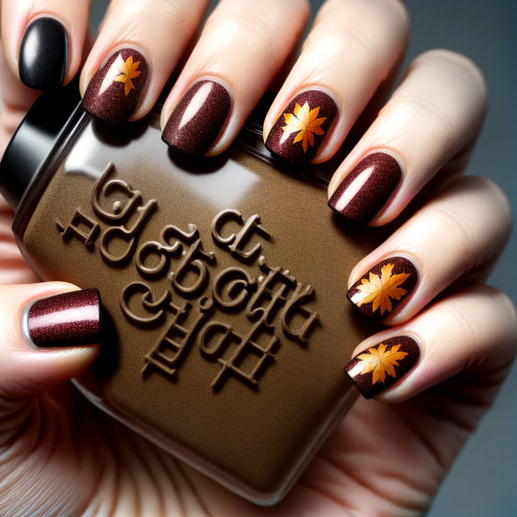 unhas outono arte folhas acorns