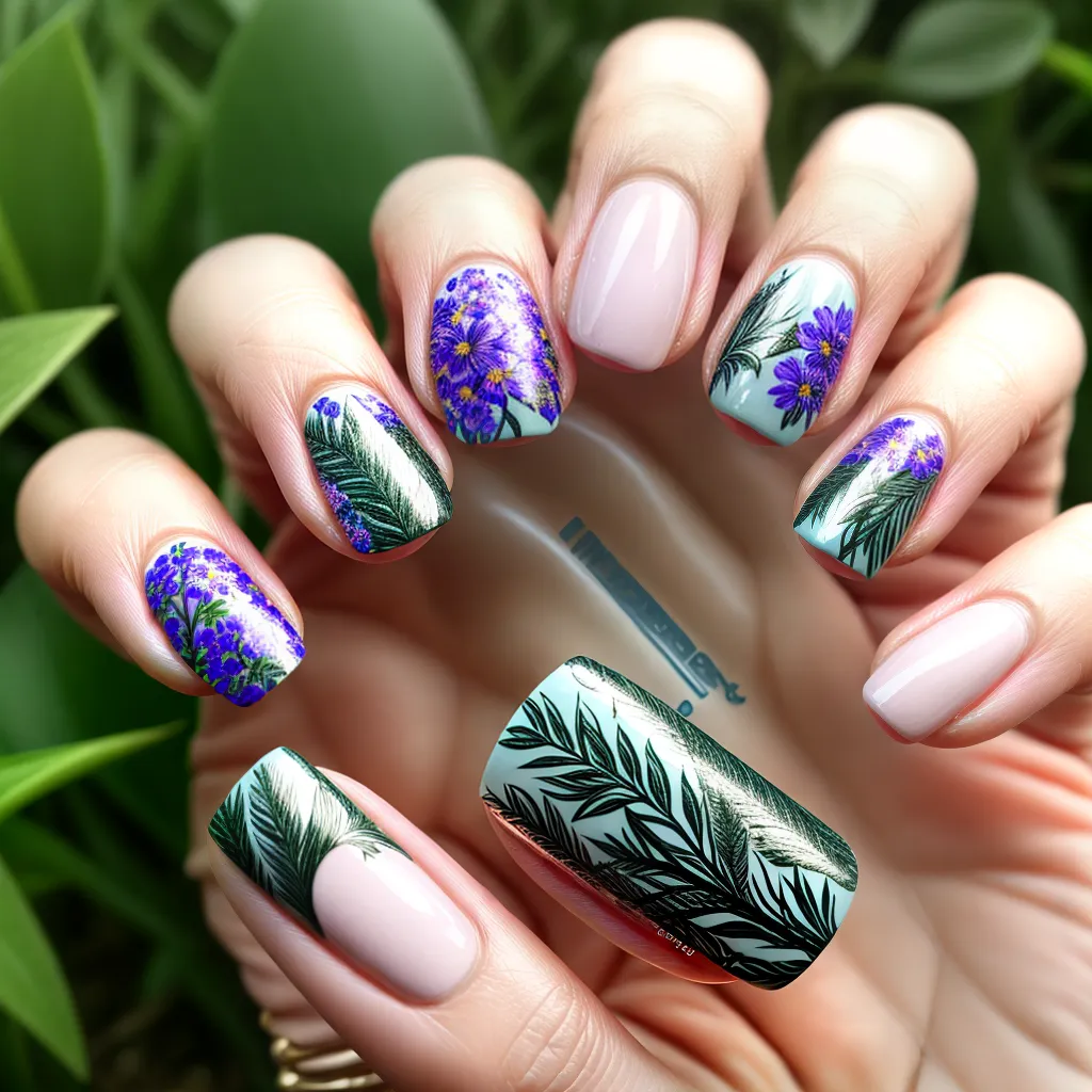 unhas natureza design floral colorido unhas natureza design floral colorido