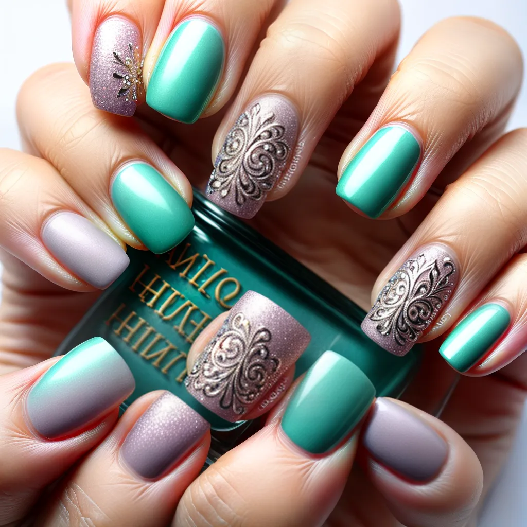 unhas filigree arte colorida