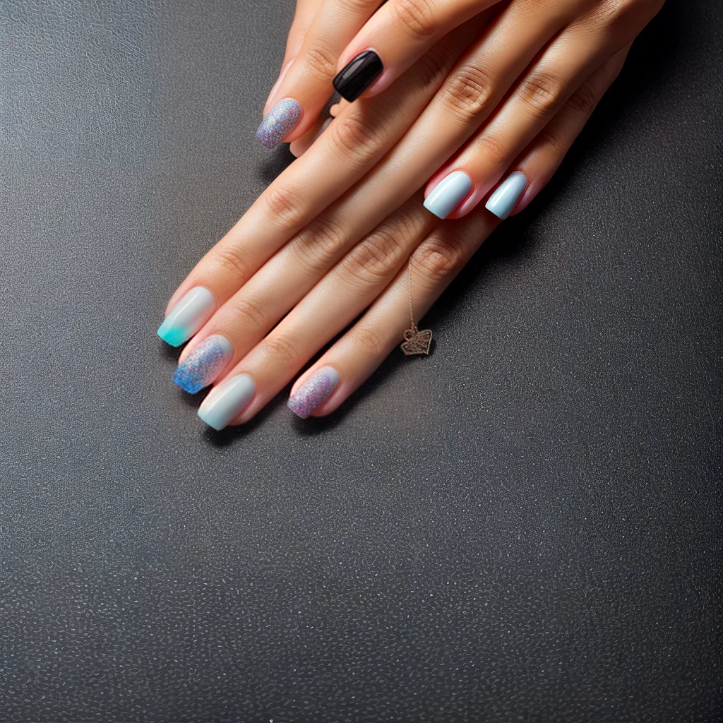unhas vidro quebrado reflexo cromatico