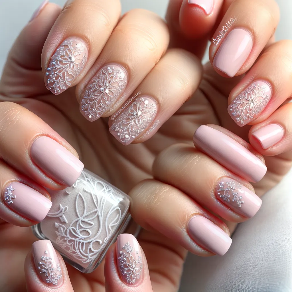 unhas lace delicadas pastel