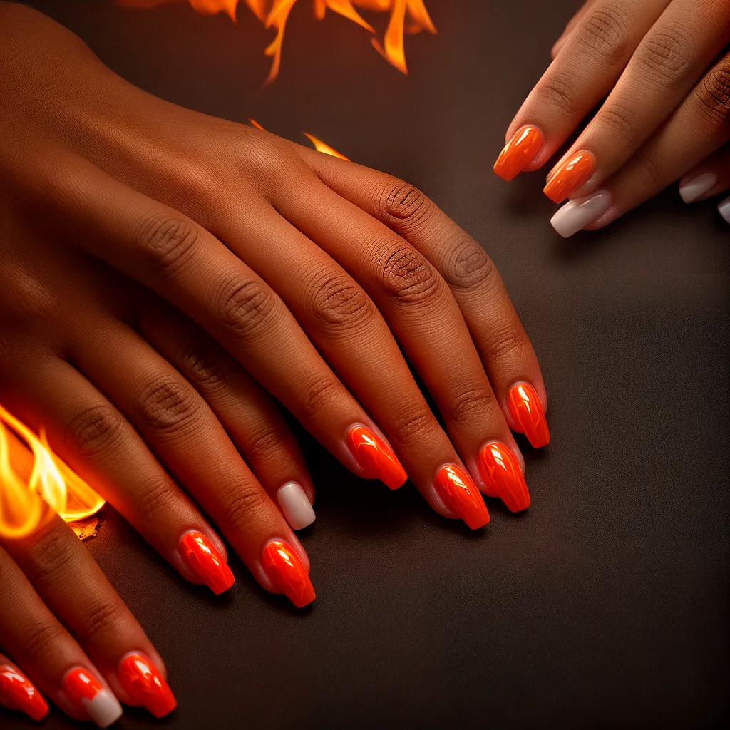 unhas fogo efeito mesmerizante