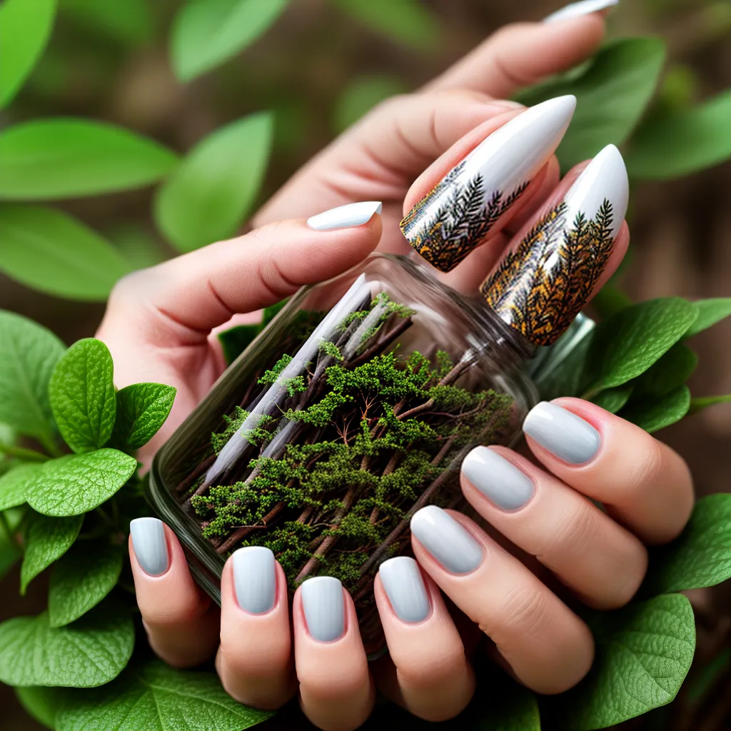 unhas artisticas floresta maos