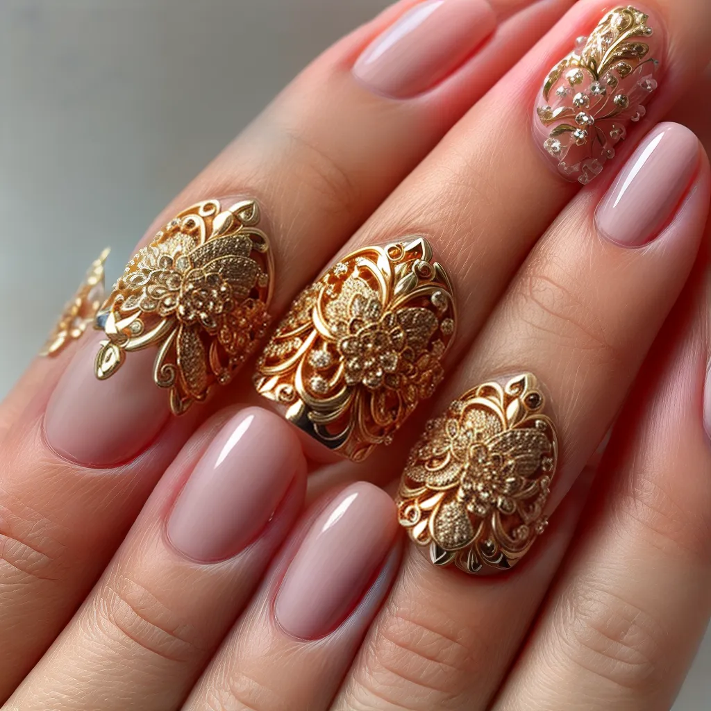 unhas barroco filigrana ouro floral unhas barroco filigrana ouro floral