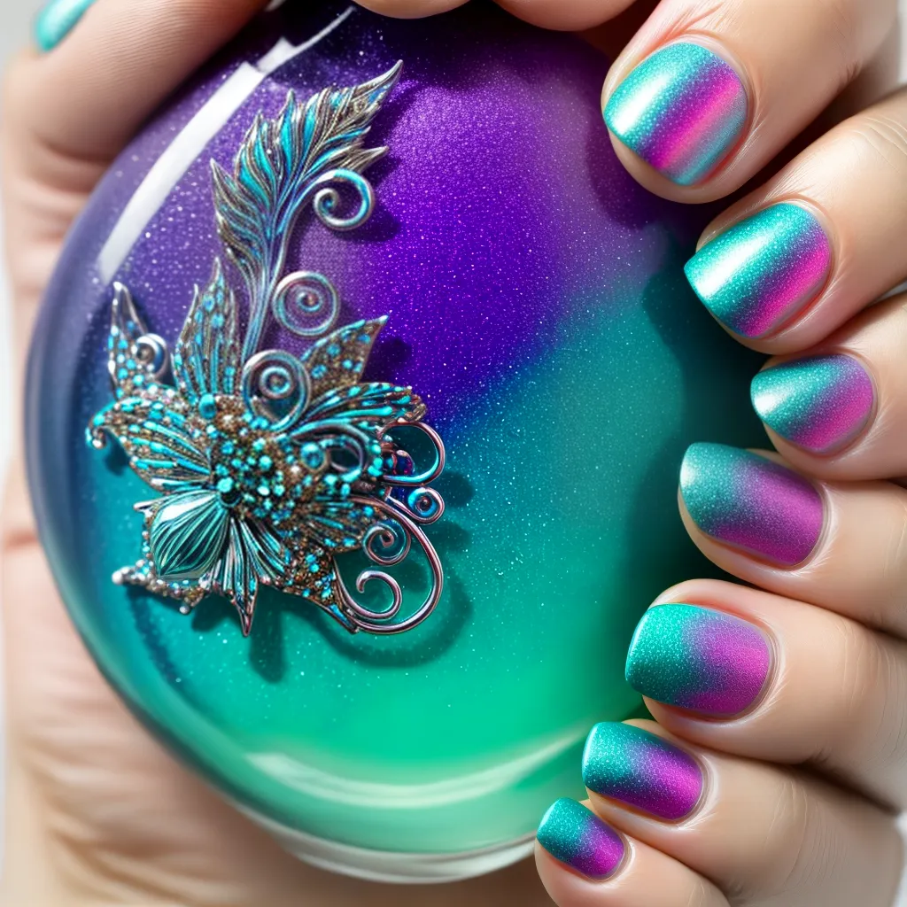 unhas mermaid escamas turquesa