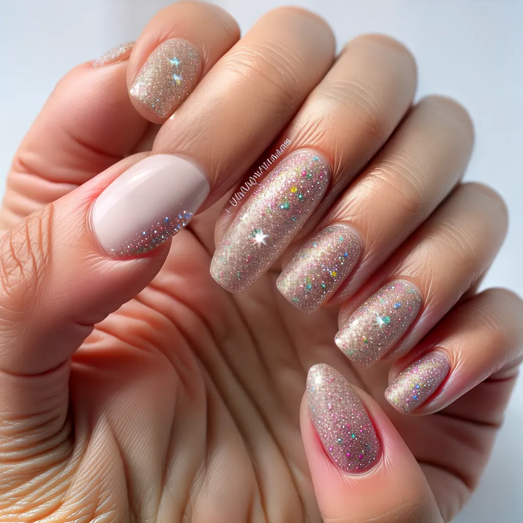 unhas cristais brilho elegante