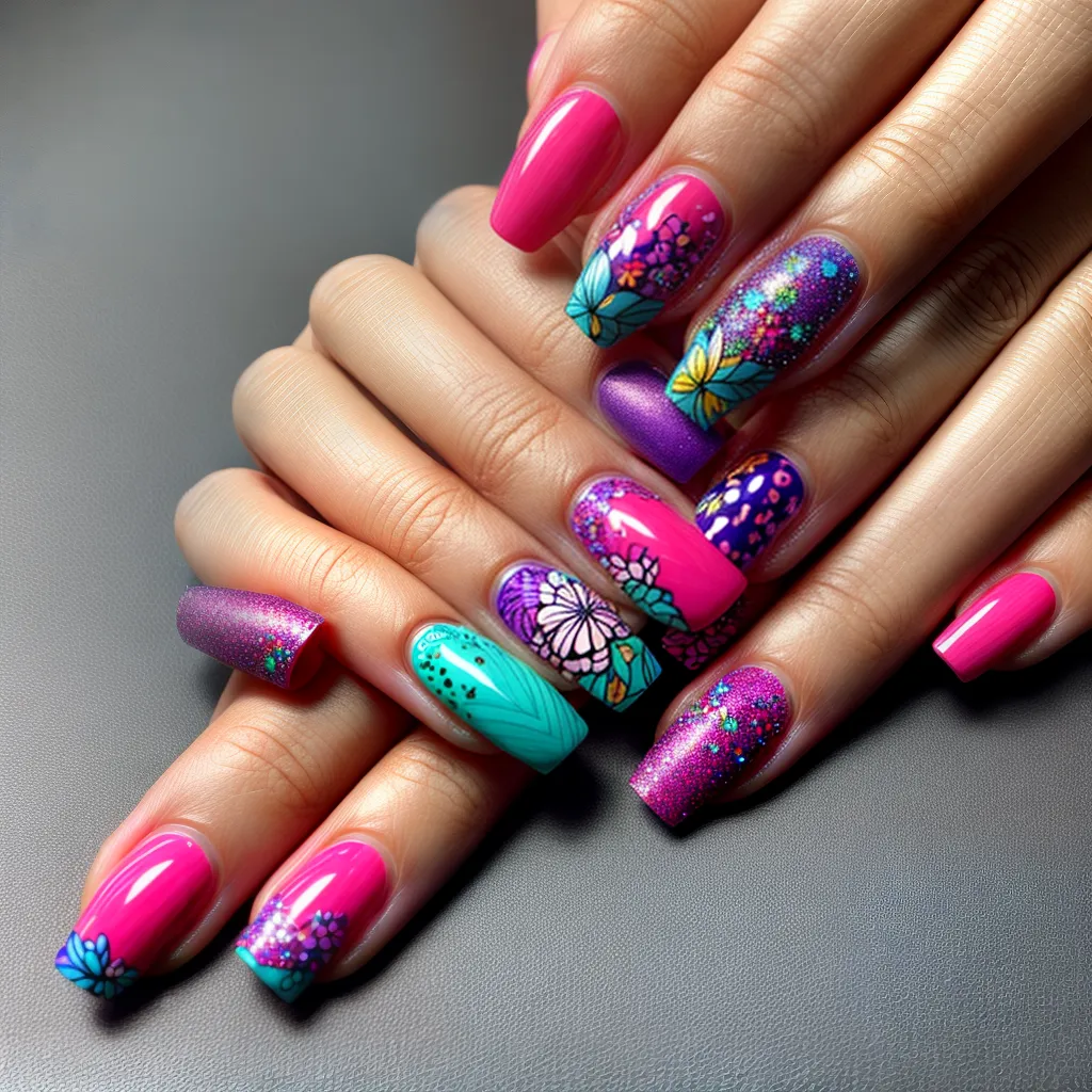 unhas insetos coloridos detalhes