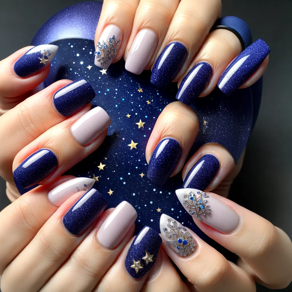 unhas manicure lua estrelas