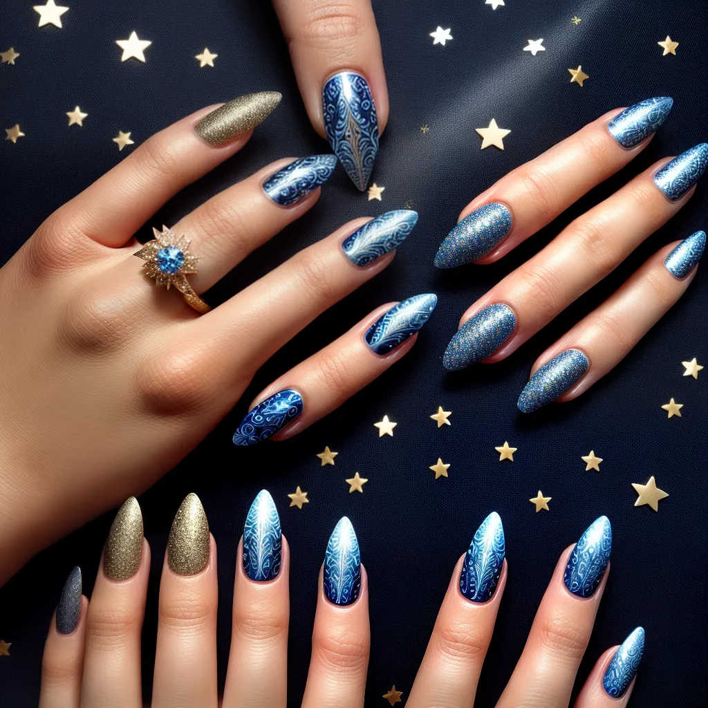 unhas manicure lua estrelas celestial