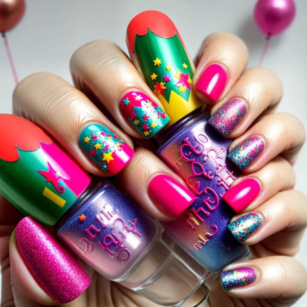 unhas festivas aniversario baloes