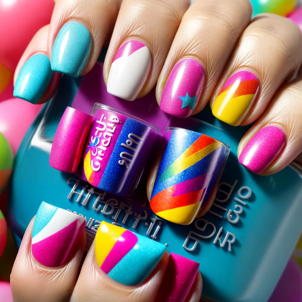 unhas artisticas aniversario coloridas