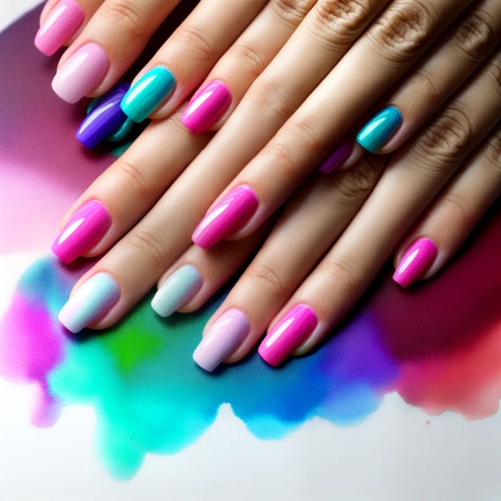 unhas gel aquarela vibrante unhas gel aquarela vibrante